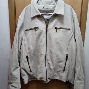 Wilsons Mens Xxl Cream Leather Jacket